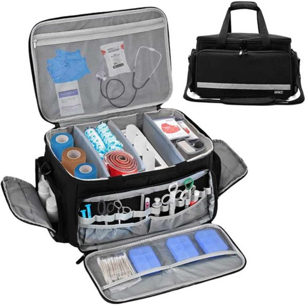 Home Health Nurse Bag Medical Bag Empty First Aid Storage with Detachable